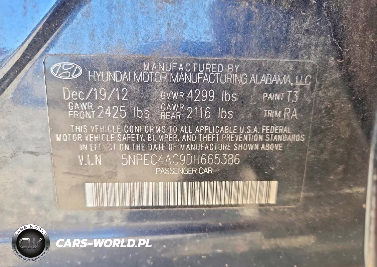 2013 Hyundai Sonata Limited VIN:5NPEC4AC9DH665386 - 12