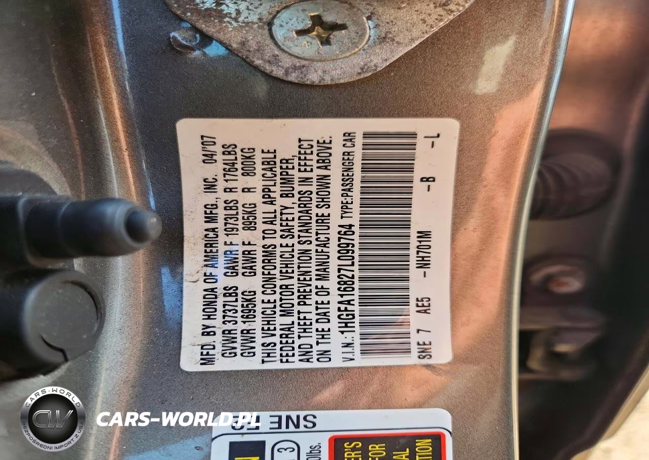 2007 Honda Civic Ex VIN:1HGFA16827L099764 - 12