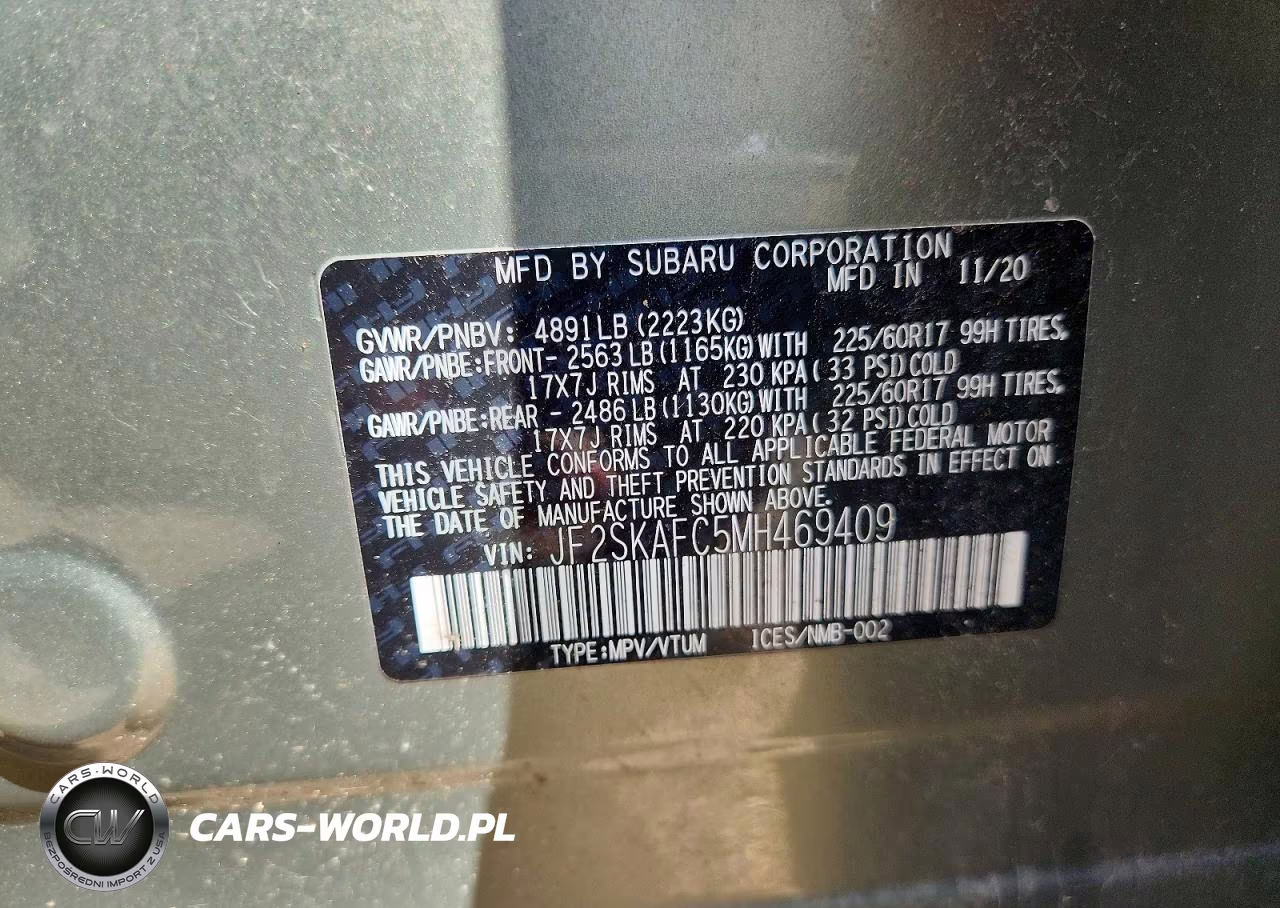 2021 Subaru Forester Premium VIN:JF2SKAFC5MH469409 - 12