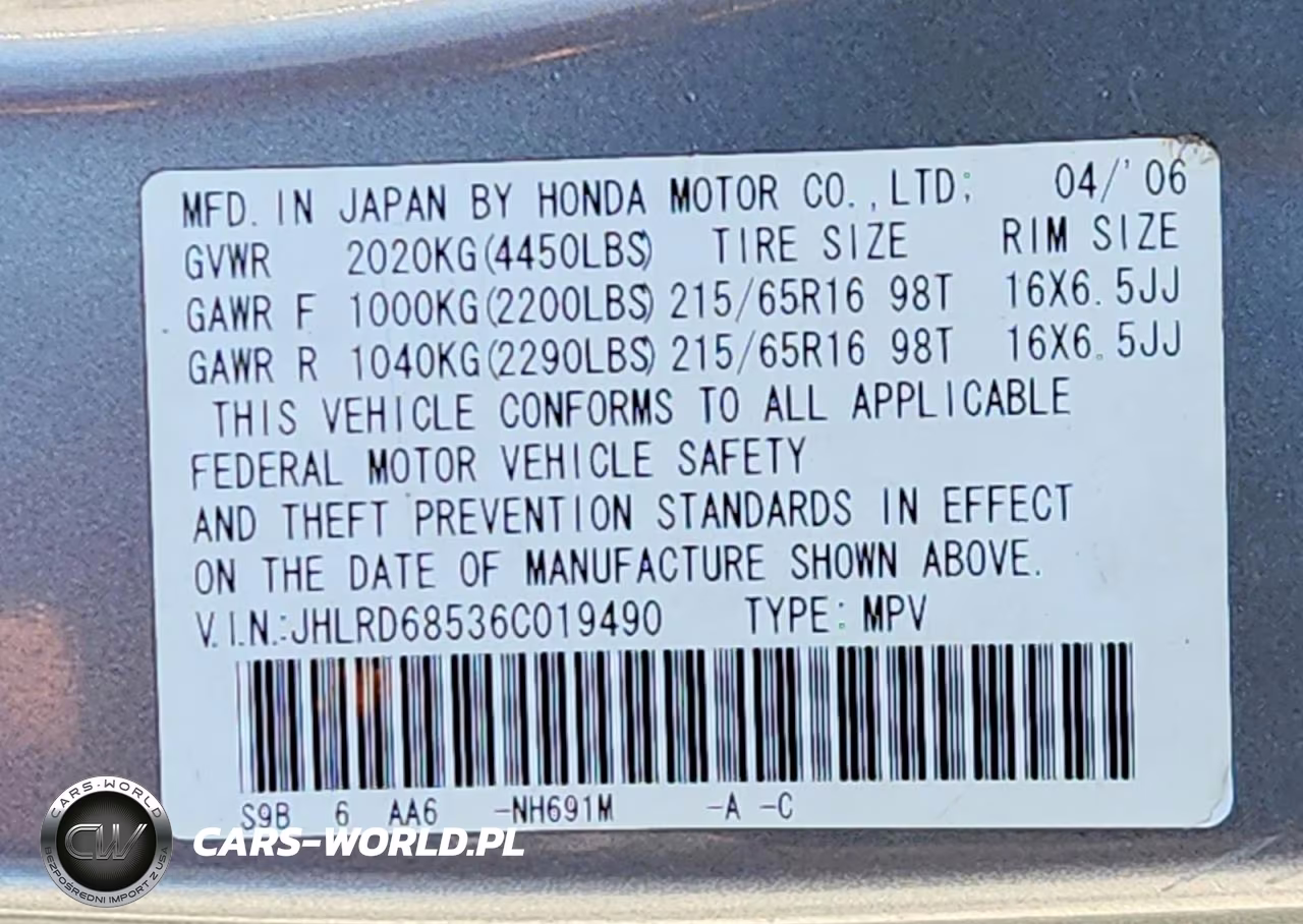 2006 Honda Cr-V Lx VIN:JHLRD68536C019490 - 13