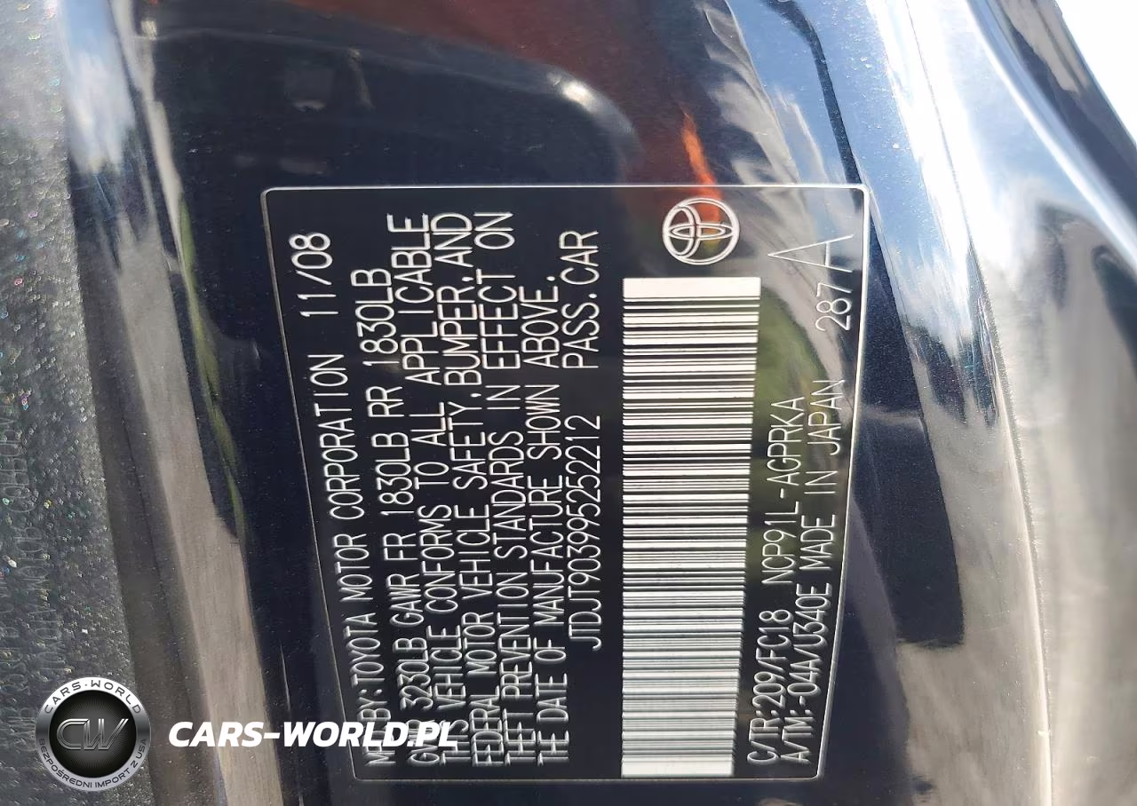 2009 Toyota Yaris Base VIN:JTDJT903995252212 - 12