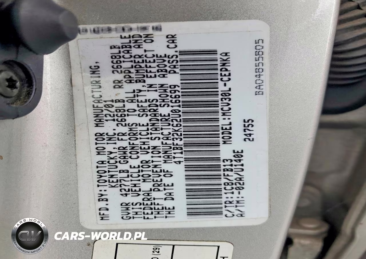 2002 Toyota Camry Le V6 VIN:4T1BF32K62U016699 - 12