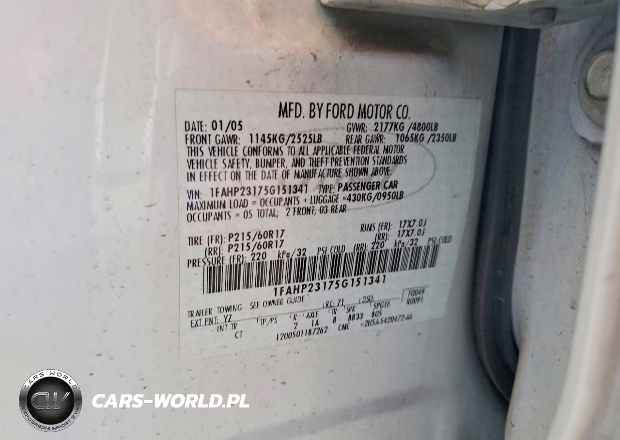 2005 Ford Five Hundred Se VIN:1FAHP23175G151341 - 12