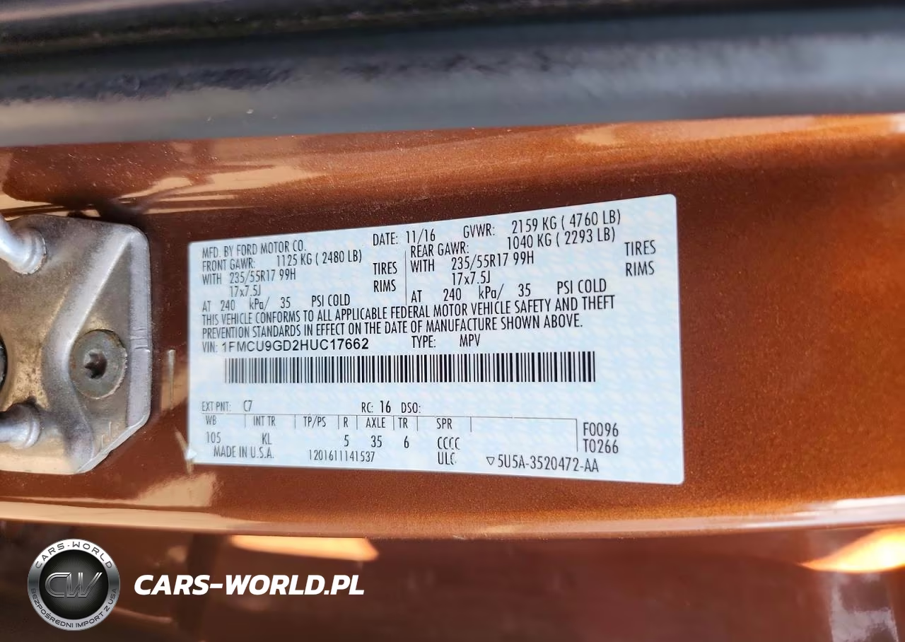 2017 Ford Escape Se VIN:1FMCU9GD2HUC17662 - 13