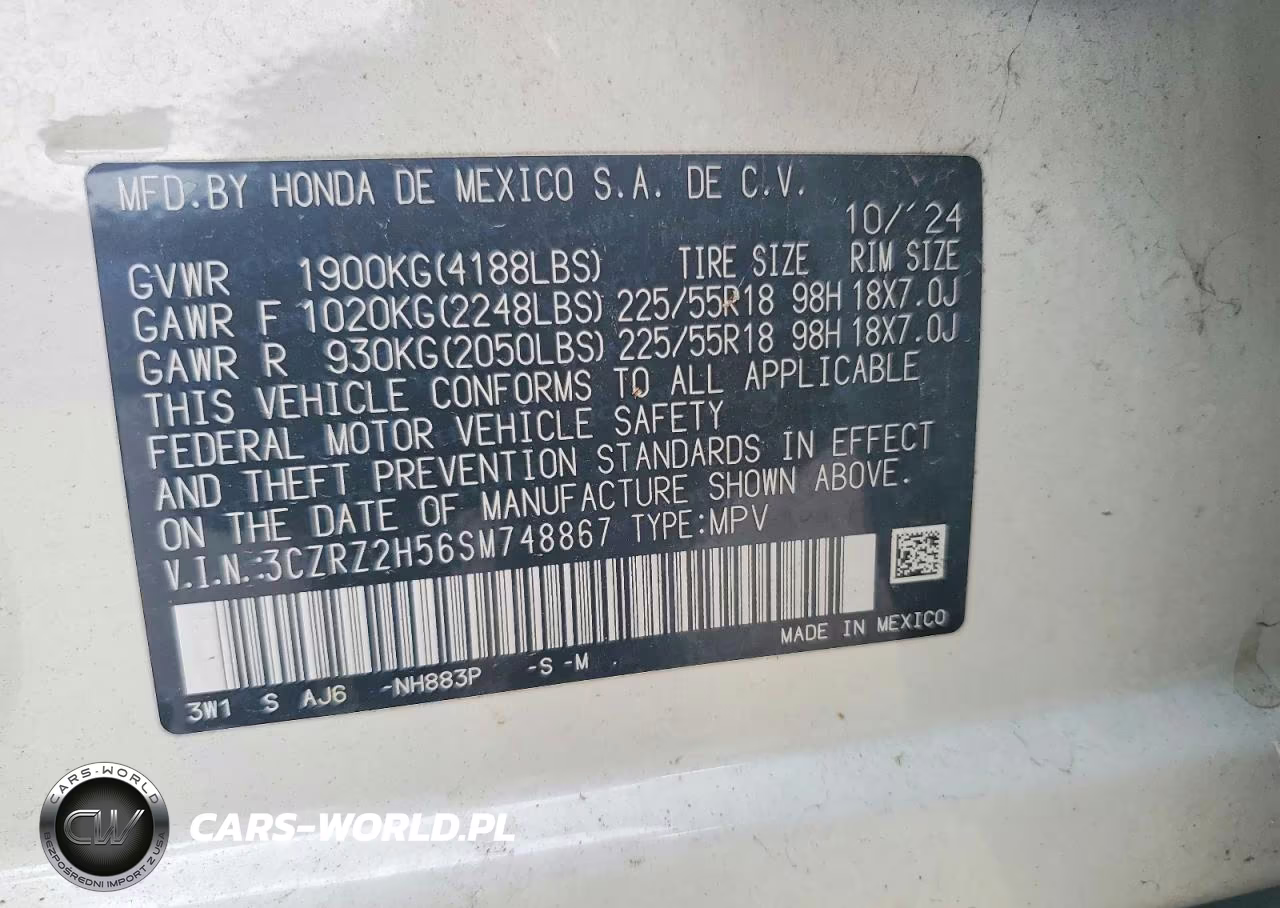 2025 Honda Hr-V Sport VIN:3CZRZ2H56SM748867 - 14