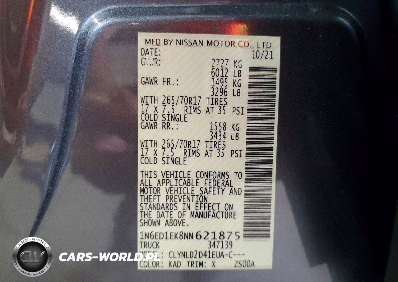 2022 Nissan Frontier Pro-4X VIN:1N6ED1EK8NN621875 - 12