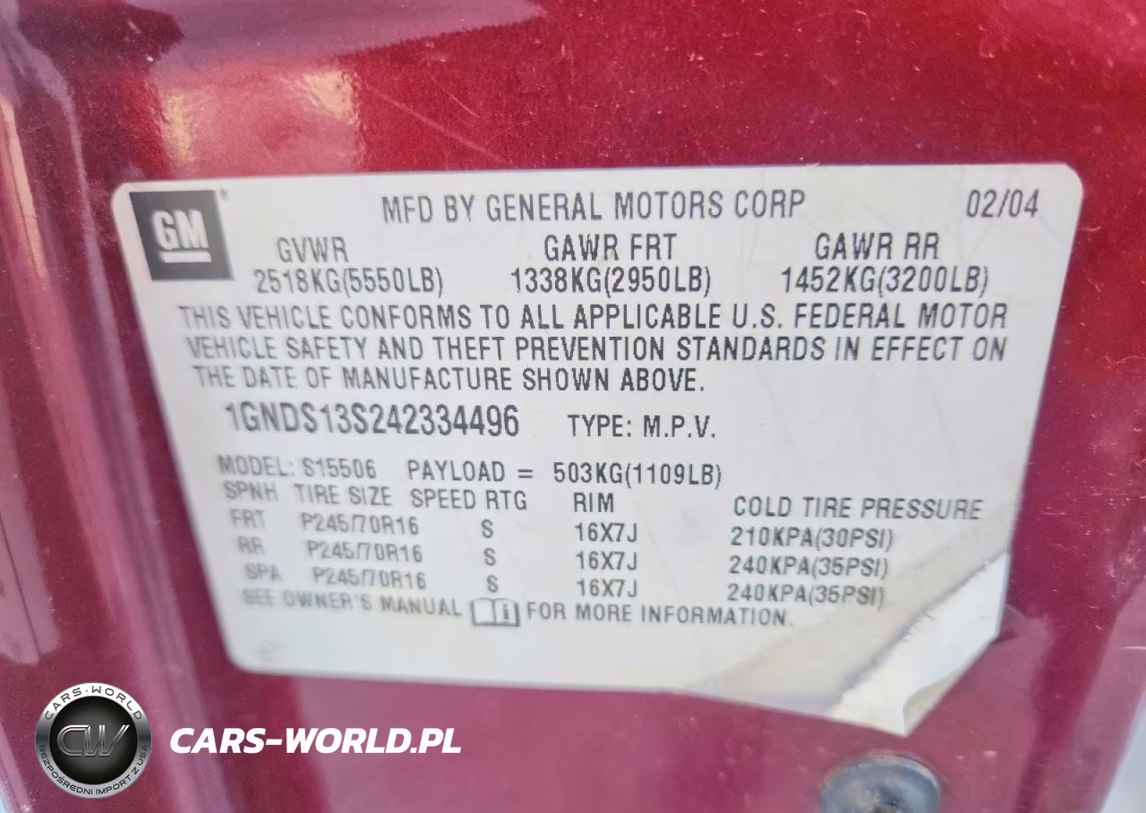 2004 Chevrolet Trailblazer Ls VIN:1GNDS13S242334496 - 13