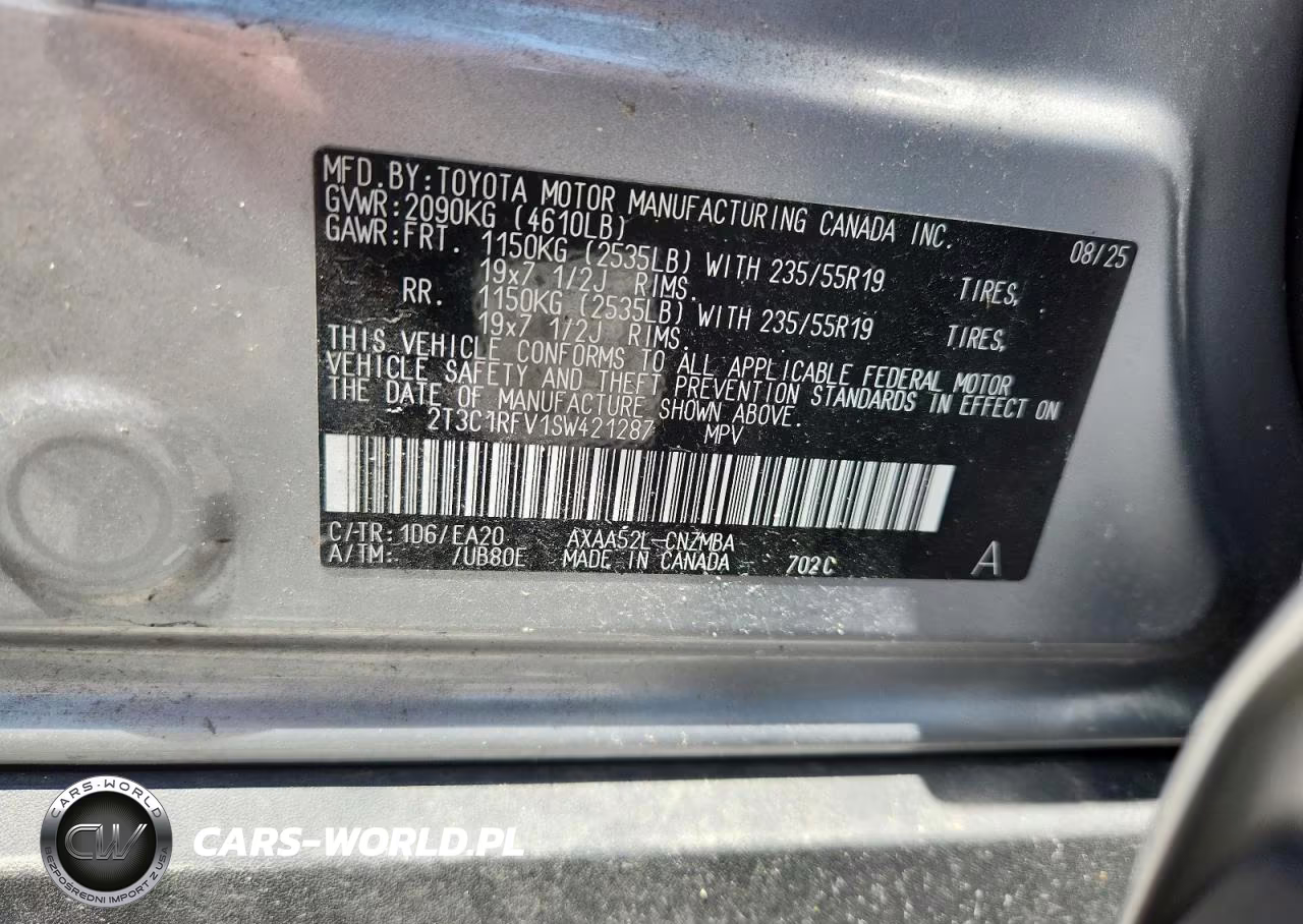 2025 Toyota Rav 4 VIN:2T3C1RFV1SW421287 - 14