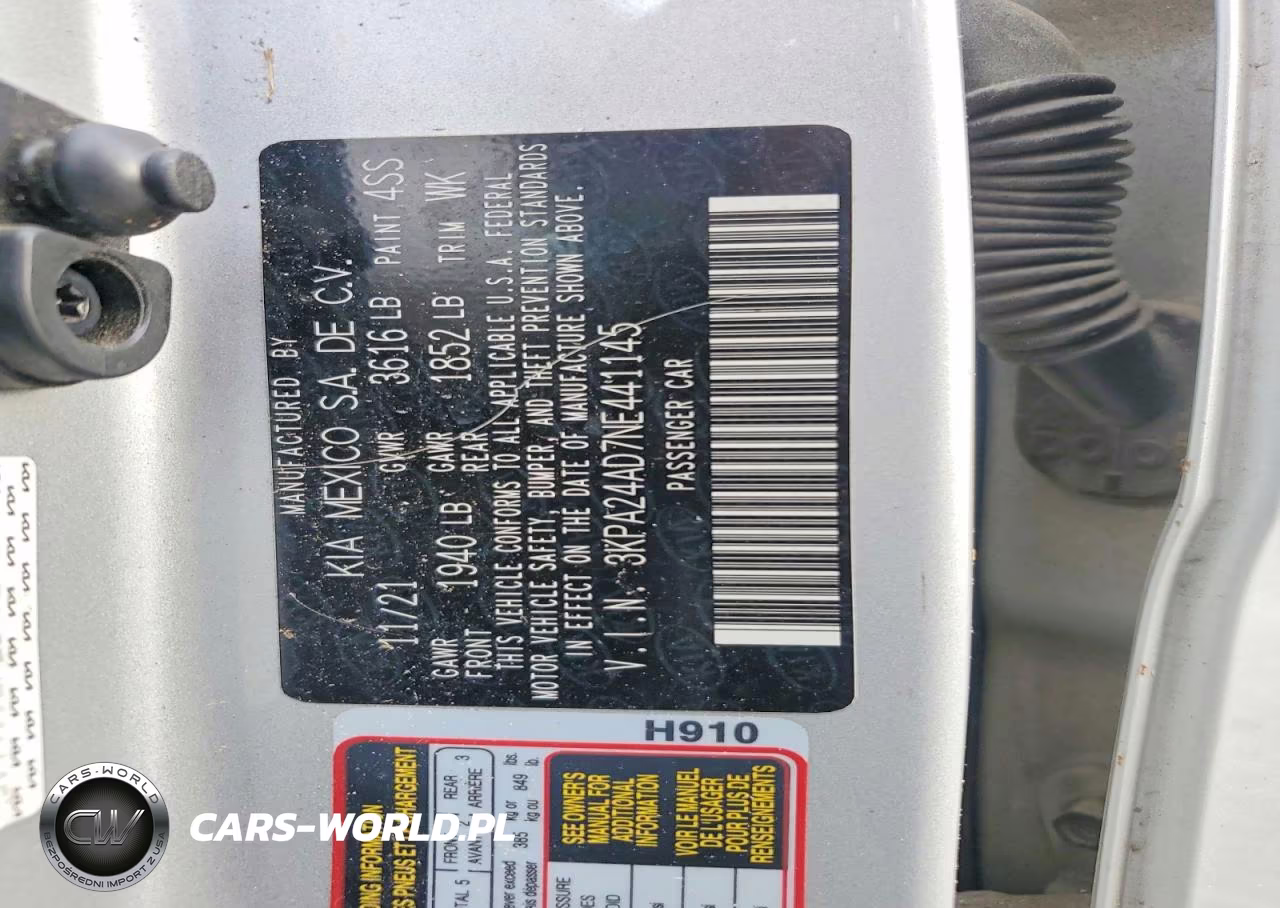 2022 Kia Rio Lx VIN:3KPA24AD7NE441145 - 12