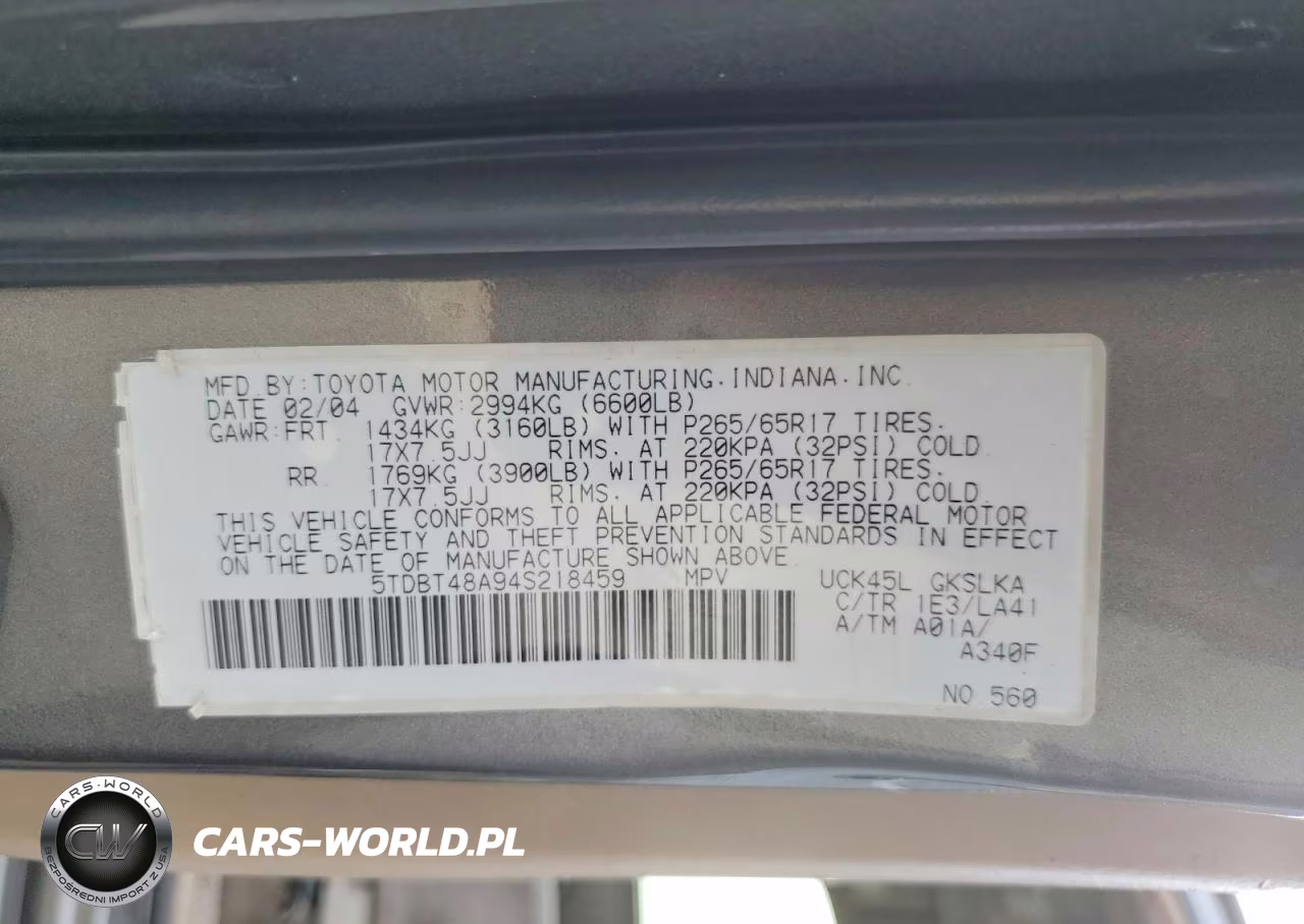 2004 Toyota Sequoia Limited VIN:5TDBT48A94S218459 - 13