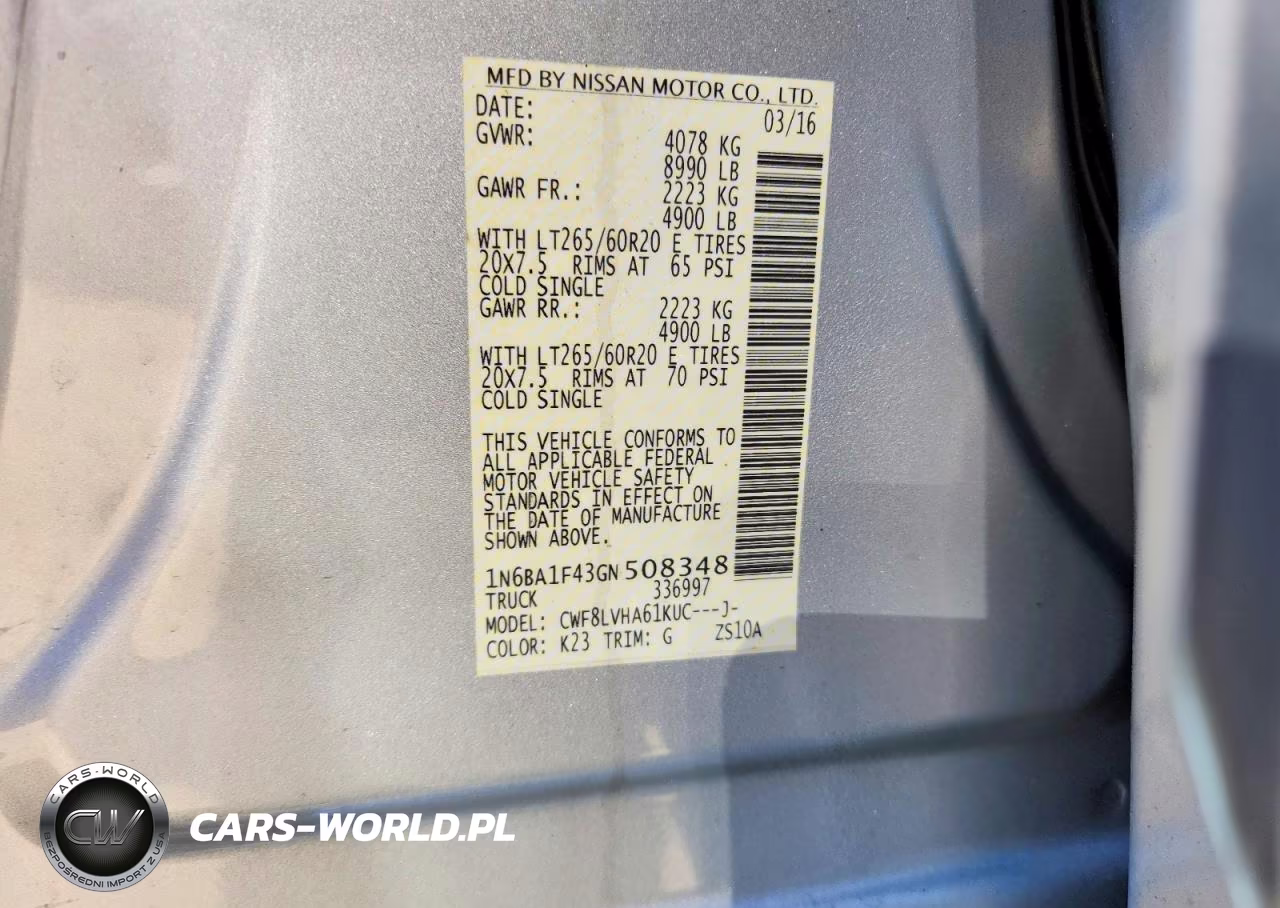 2016 Nissan Titan Xd Sl VIN:1N6BA1F43GN508348 - 12