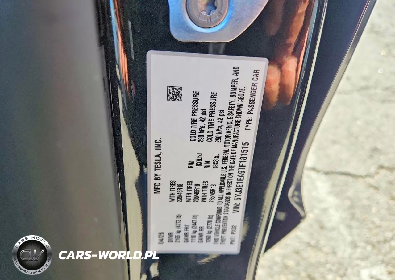 2026 Tesla Model 3 VIN:5YJ3E1EA9TF181515 - 12