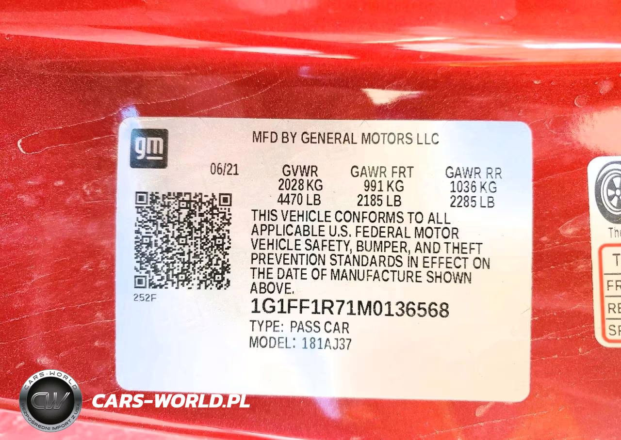 2021 Chevrolet Camaro Lz VIN:1G1FF1R71M0136568 - 12