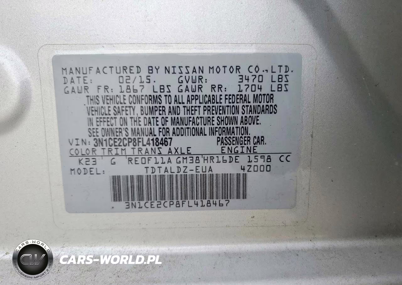 2015 Nissan Versa Note Sv VIN:3N1CE2CP8FL418467 - 12