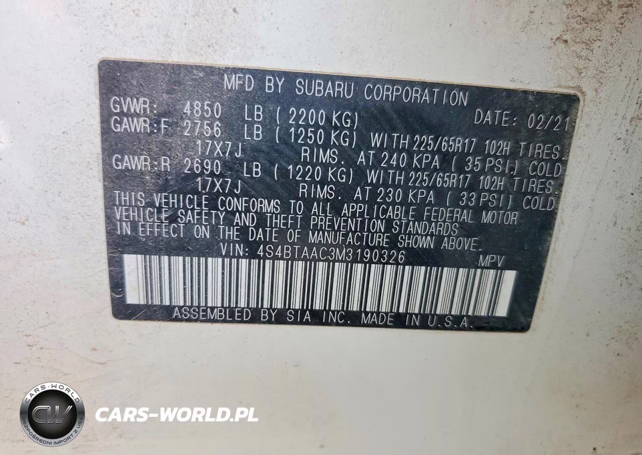 2021 Subaru Outback VIN:4S4BTAAC3M3190326 - 13