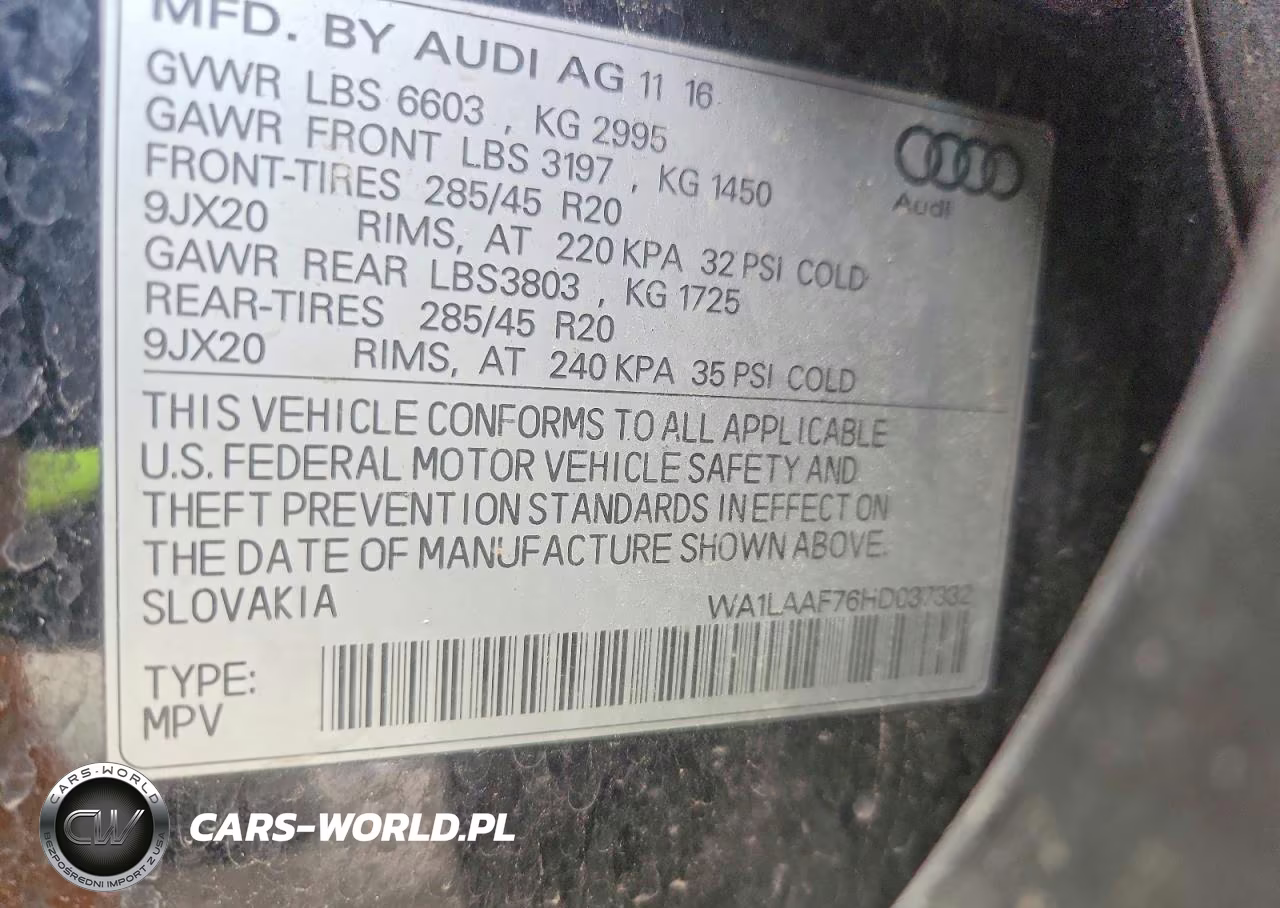 2017 Audi Q7 Premium Plus VIN:WA1LAAF76HD037332 - 13
