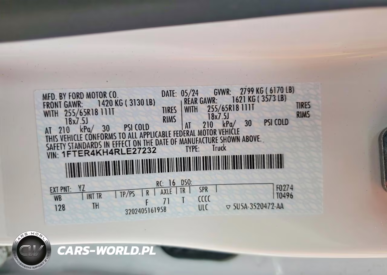 2024 Ford Ranger Lariat VIN:1FTER4KH4RLE27232 - 12