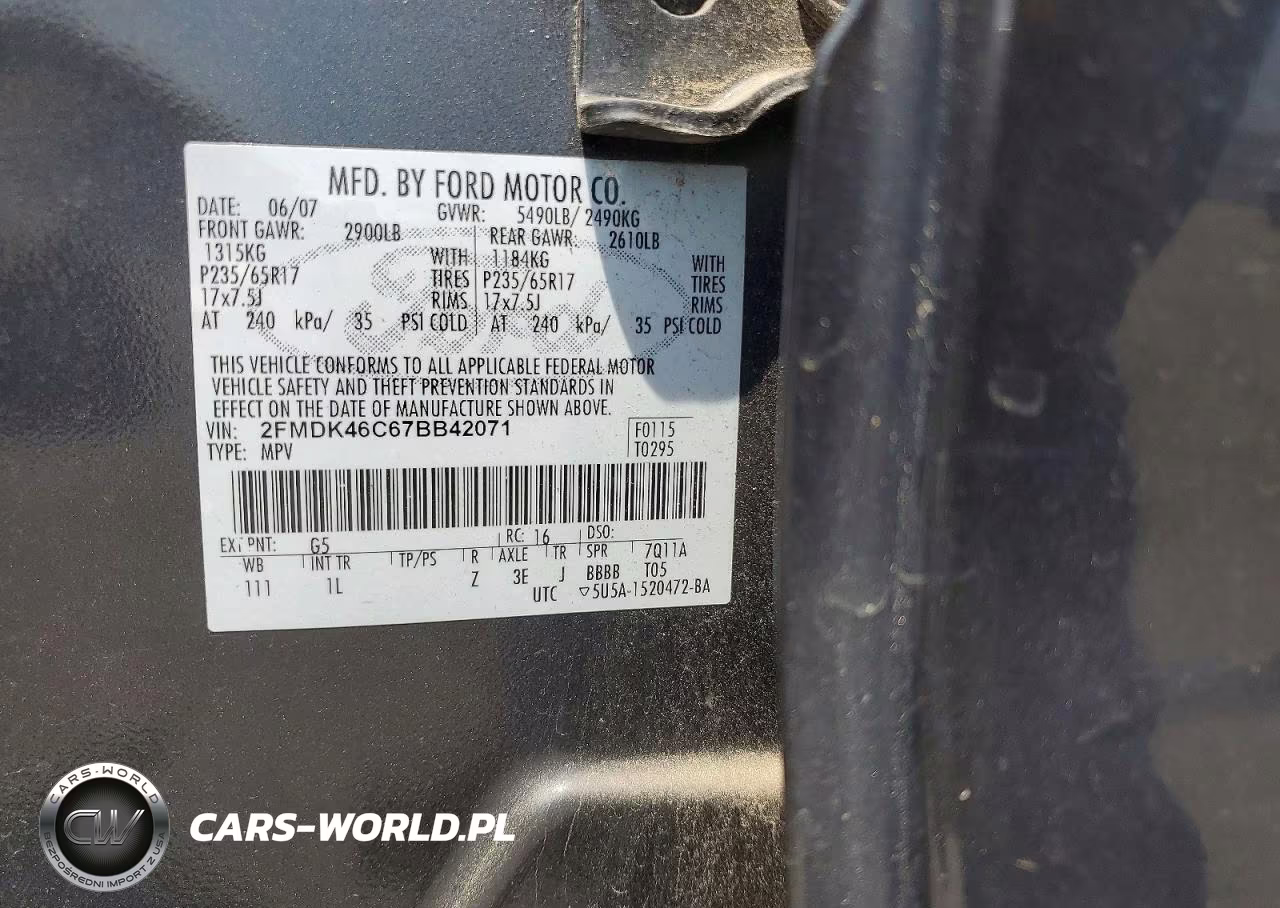2007 Ford Edge Se VIN:2FMDK46C67BB42071 - 13