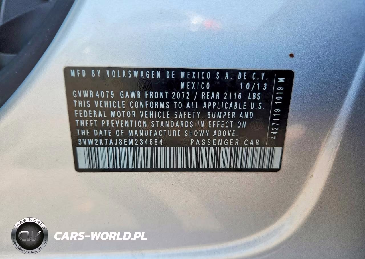 2014 Volkswagen Jetta Base VIN:3VW2K7AJ8EM234584 - 12