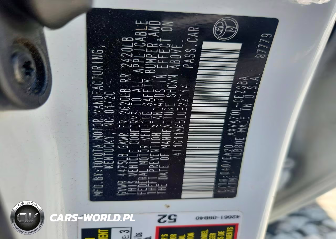 2020 Toyota Camry Se VIN:4T1G11AK5LU922144 - 12