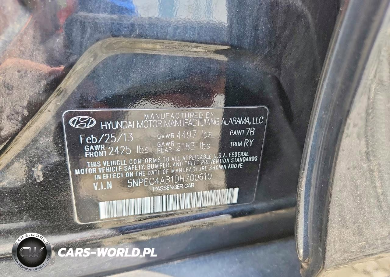 2013 Hyundai Sonata Se 2.0T VIN:5NPEC4AB1DH700610 - 12