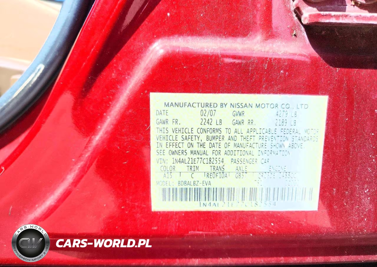 2007 Nissan Altima 2.5 VIN:1N4AL21E77C182554 - 12