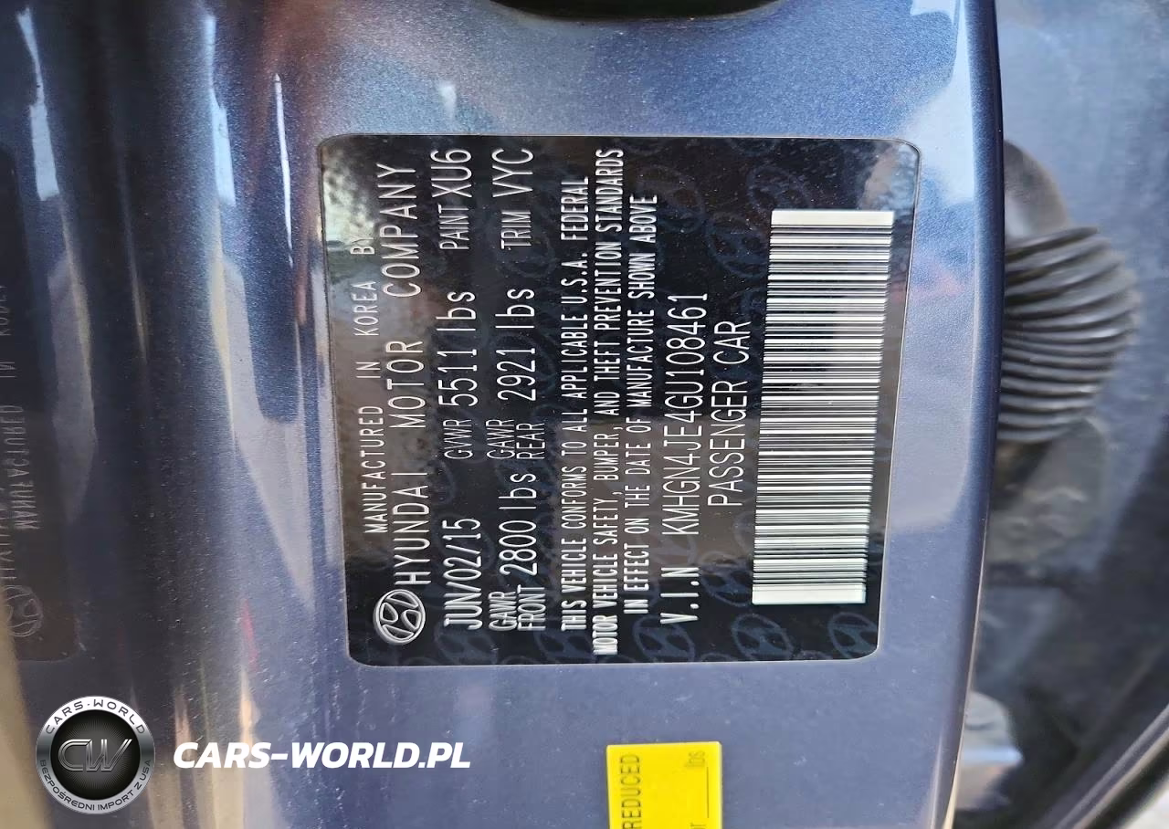 2016 Hyundai Genesis 3.8L VIN:KMHGN4JE4GU108461 - 12