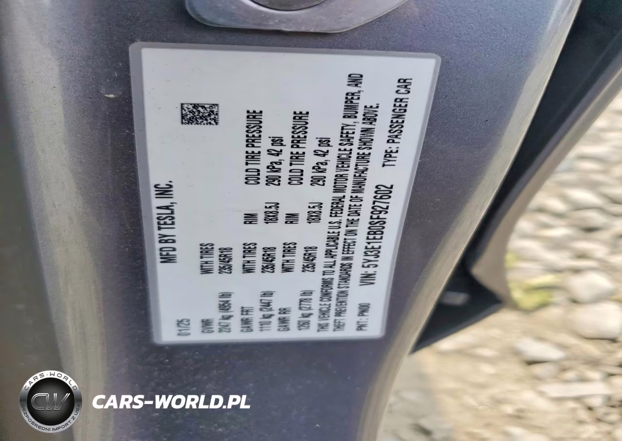 2025 Tesla Model 3 VIN:5YJ3E1EB0SF927602 - 12