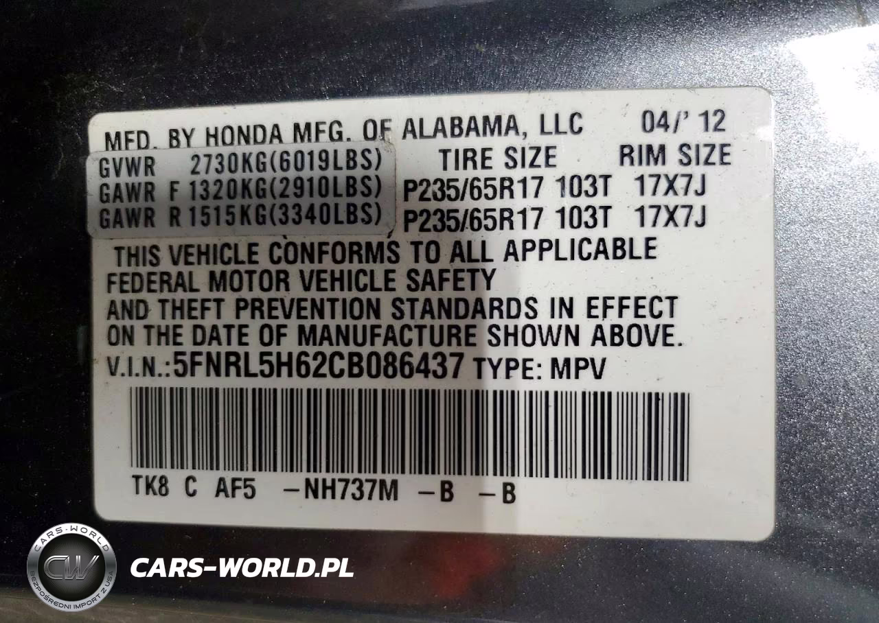 2012 Honda Odyssey Exl VIN:5FNRL5H62CB086437 - 13