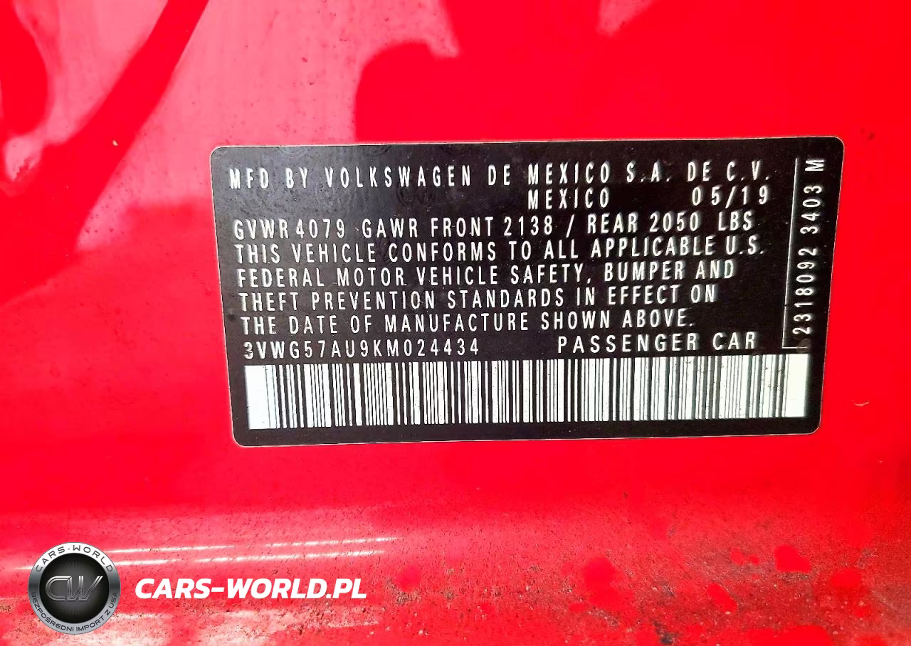 2019 Volkswagen Golf S VIN:3VWG57AU9KM024434 - 12