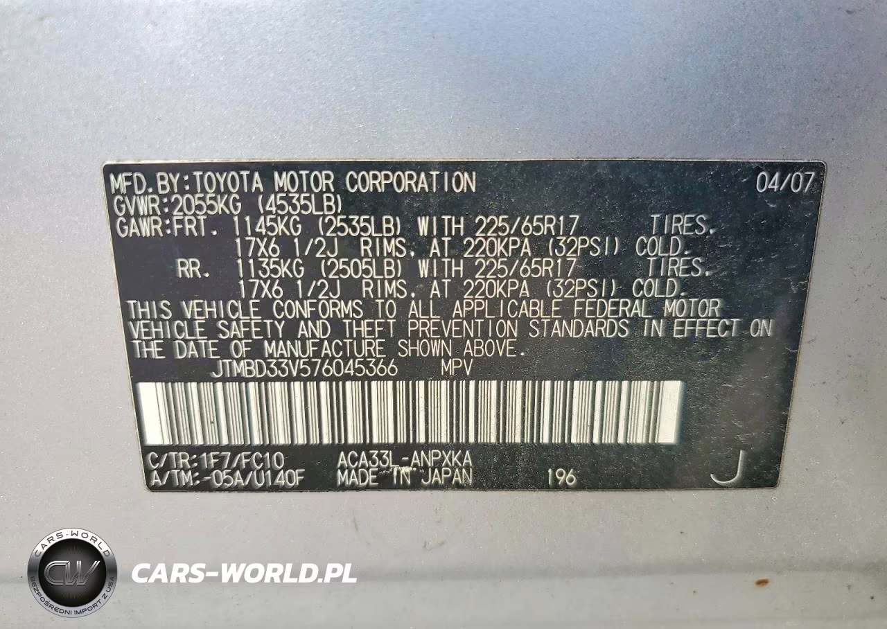 2007 Toyota Rav4 Base VIN:JTMBD33V576045366 - 13