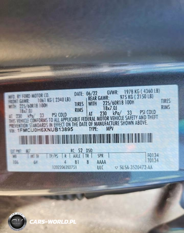 2022 Ford Escape Sel VIN:1FMCU0H6XNUB13895 - 13