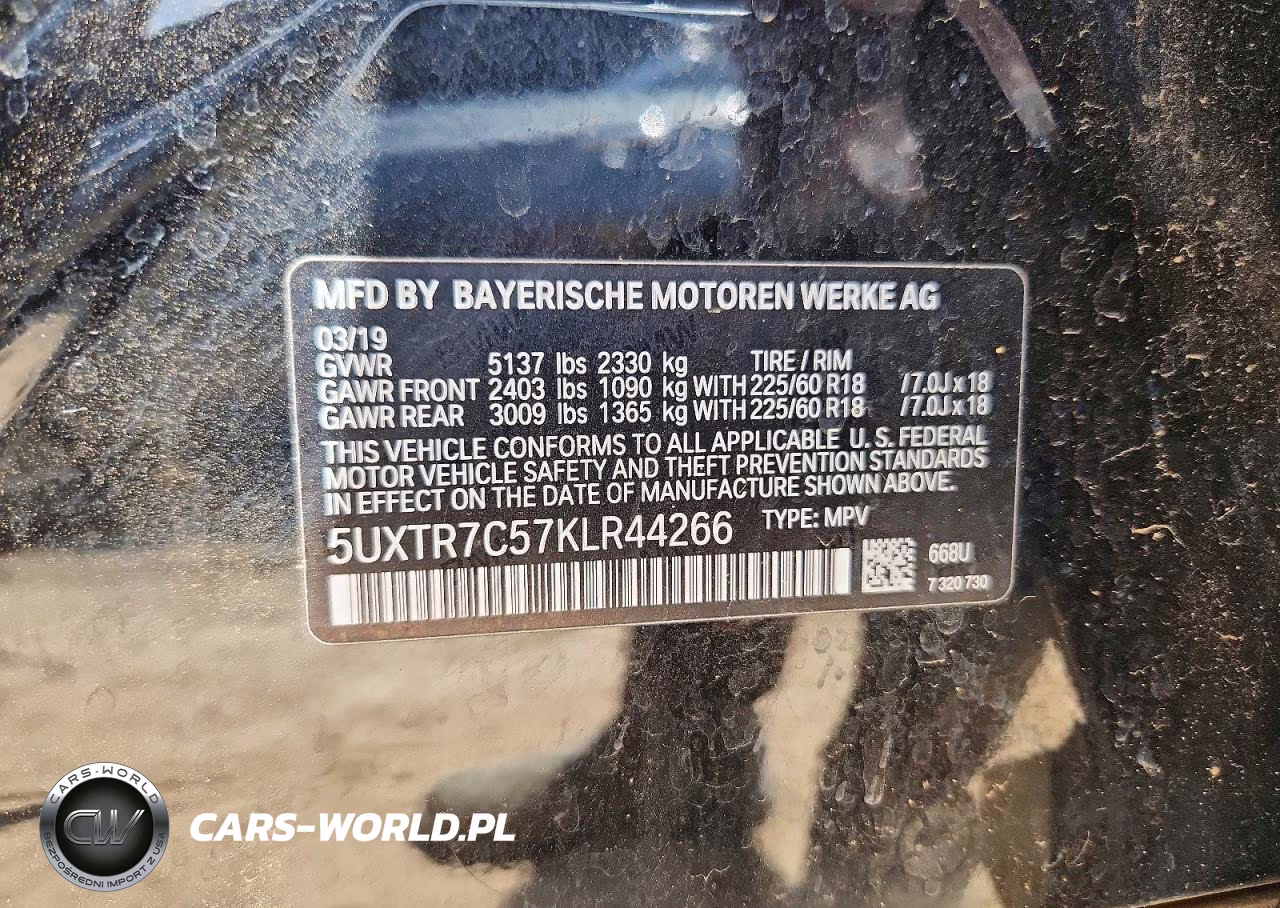 2019 BMW X3 Sdrive30I VIN:5UXTR7C57KLR44266 - 13