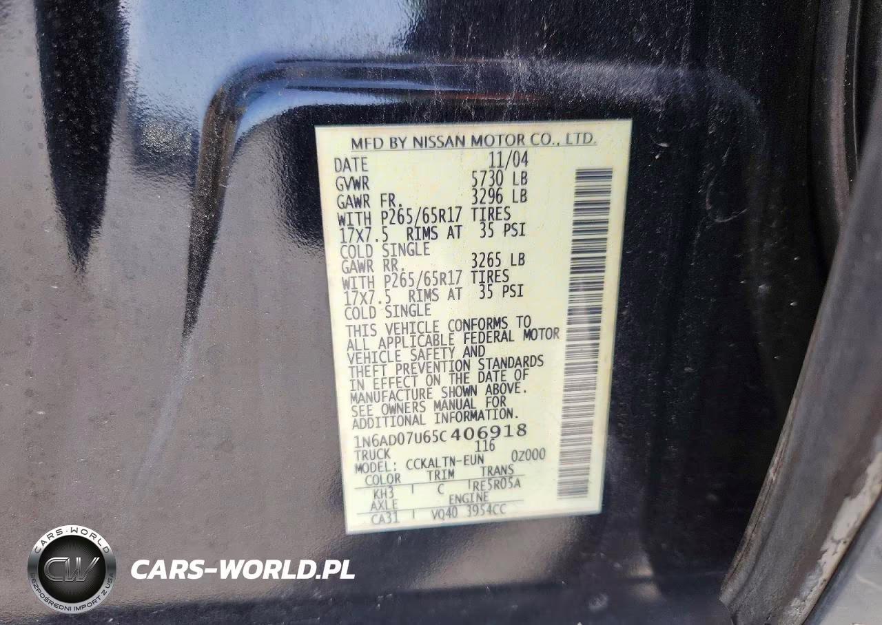 2005 Nissan Frontier Se VIN:1N6AD07U65C406918 - 12