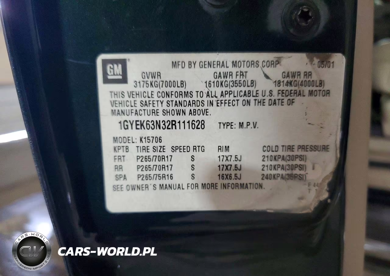 2002 Cadillac Escalade Luxury VIN:1GYEK63N32R111628 - 14