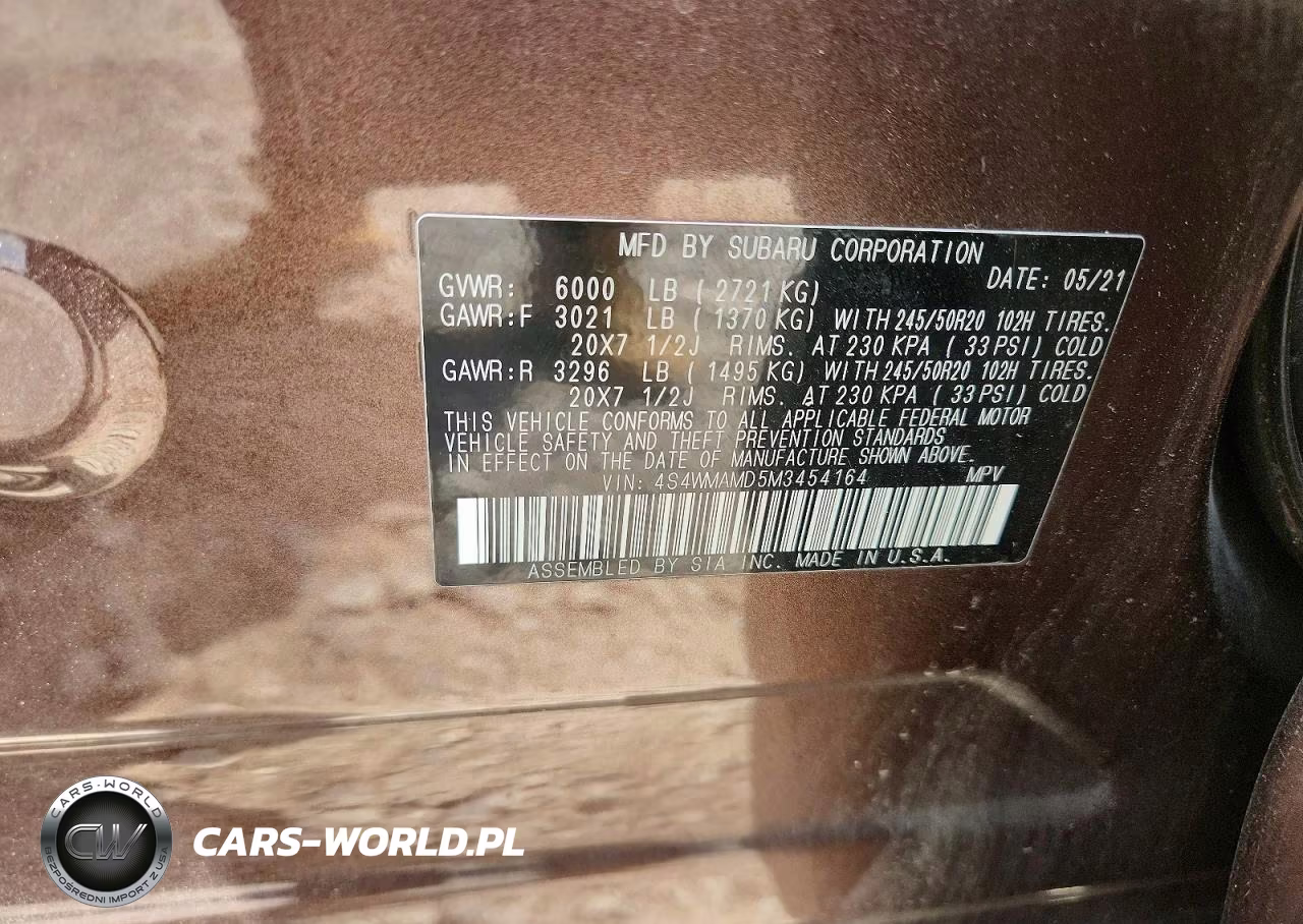 2021 Subaru Ascent Limited VIN:4S4WMAMD5M3454164 - 12