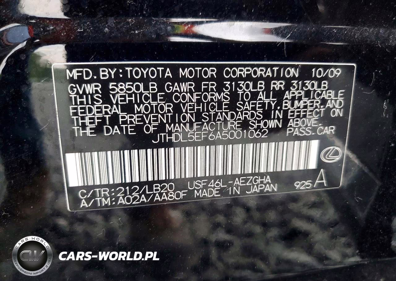 2010 Lexus Ls 460L VIN:JTHDL5EF6A5001062 - 12