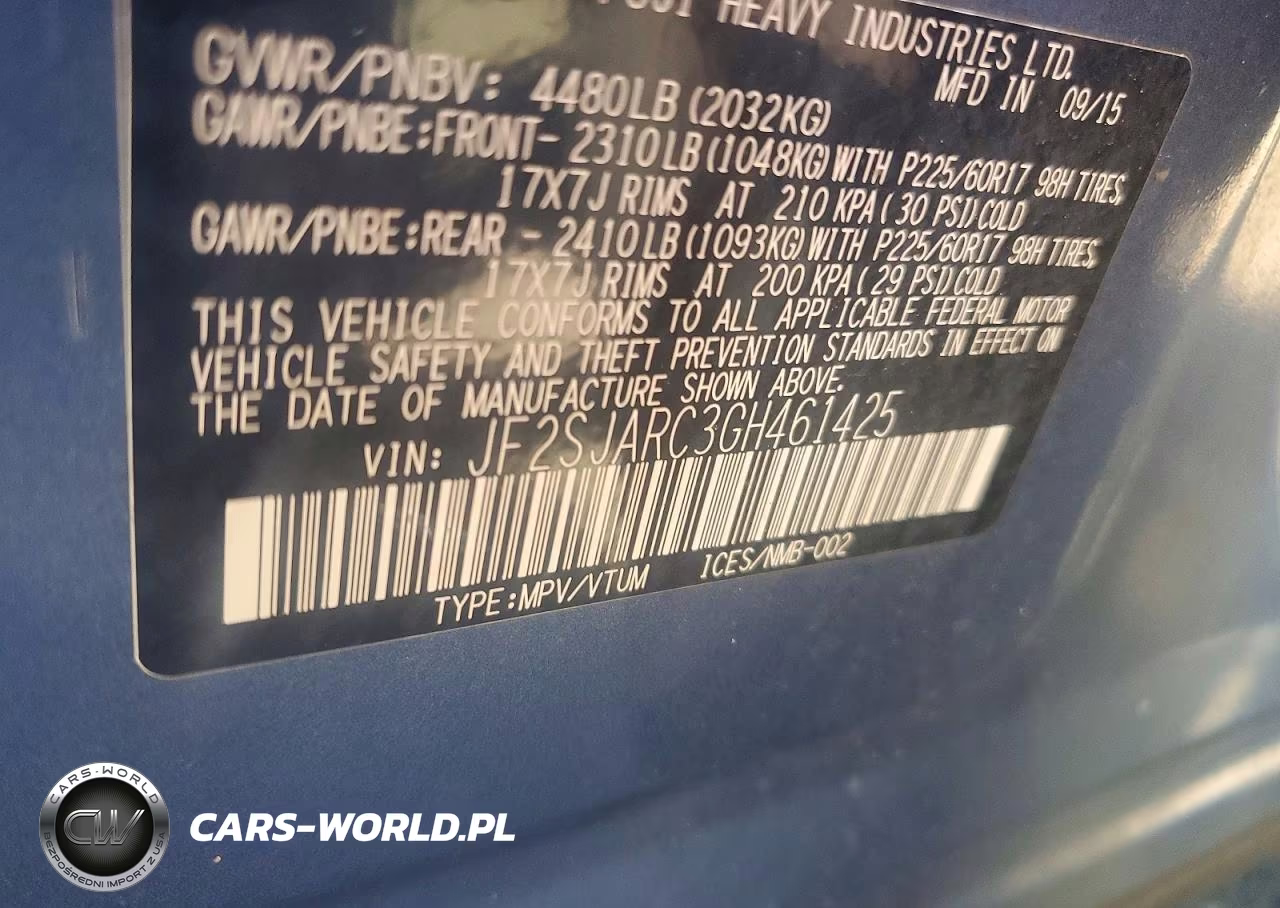 2016 Subaru Forester 2.5I Limited VIN:JF2SJARC3GH461425 - 13