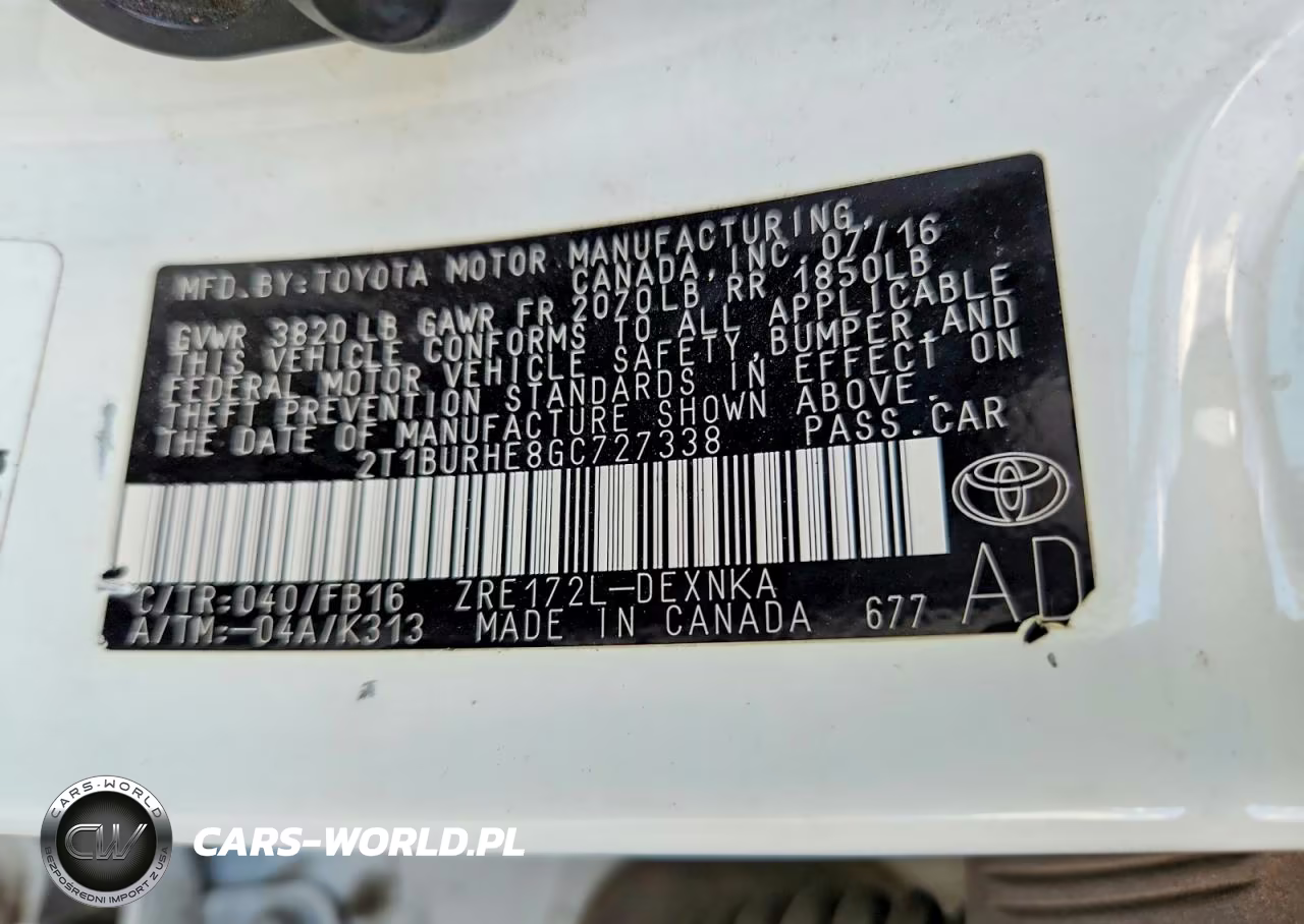 2016 Toyota Corolla L VIN:2T1BURHE8GC727338 - 12