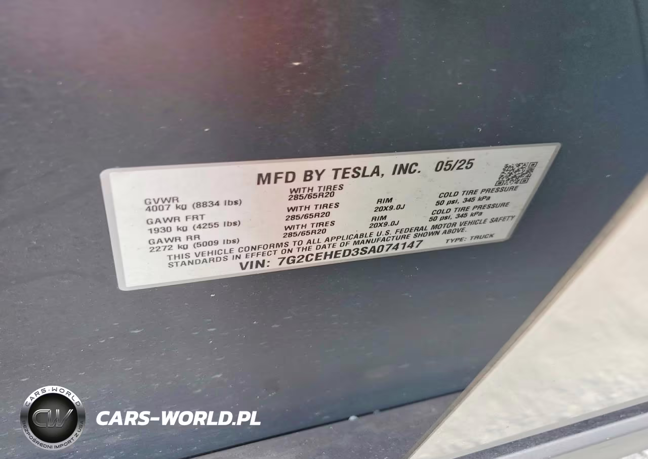2025 Tesla Cybertruck VIN:7G2CEHED3SA074147 - 12