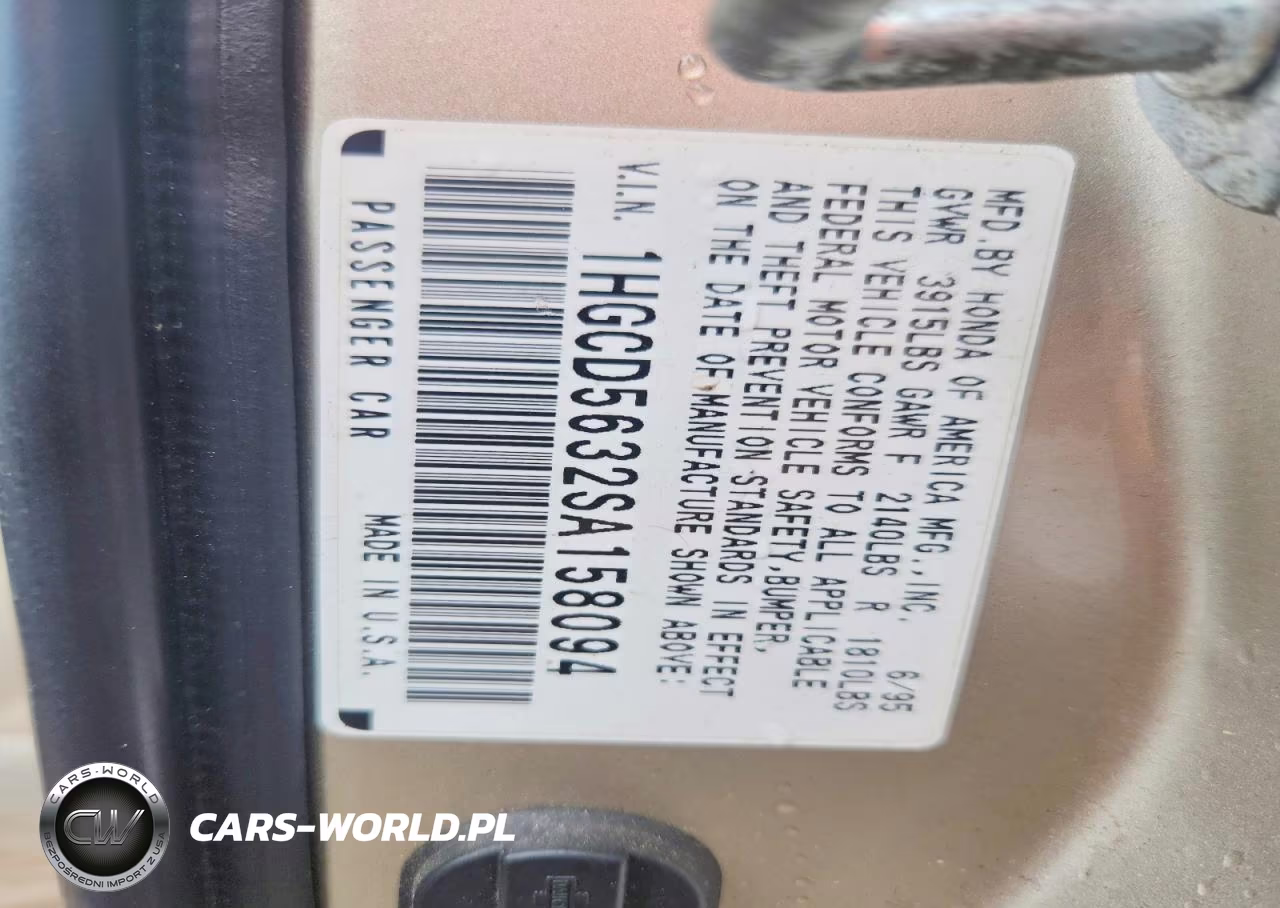 1995 Honda Accord Lx VIN:1HGCD5632SA158094 - 13