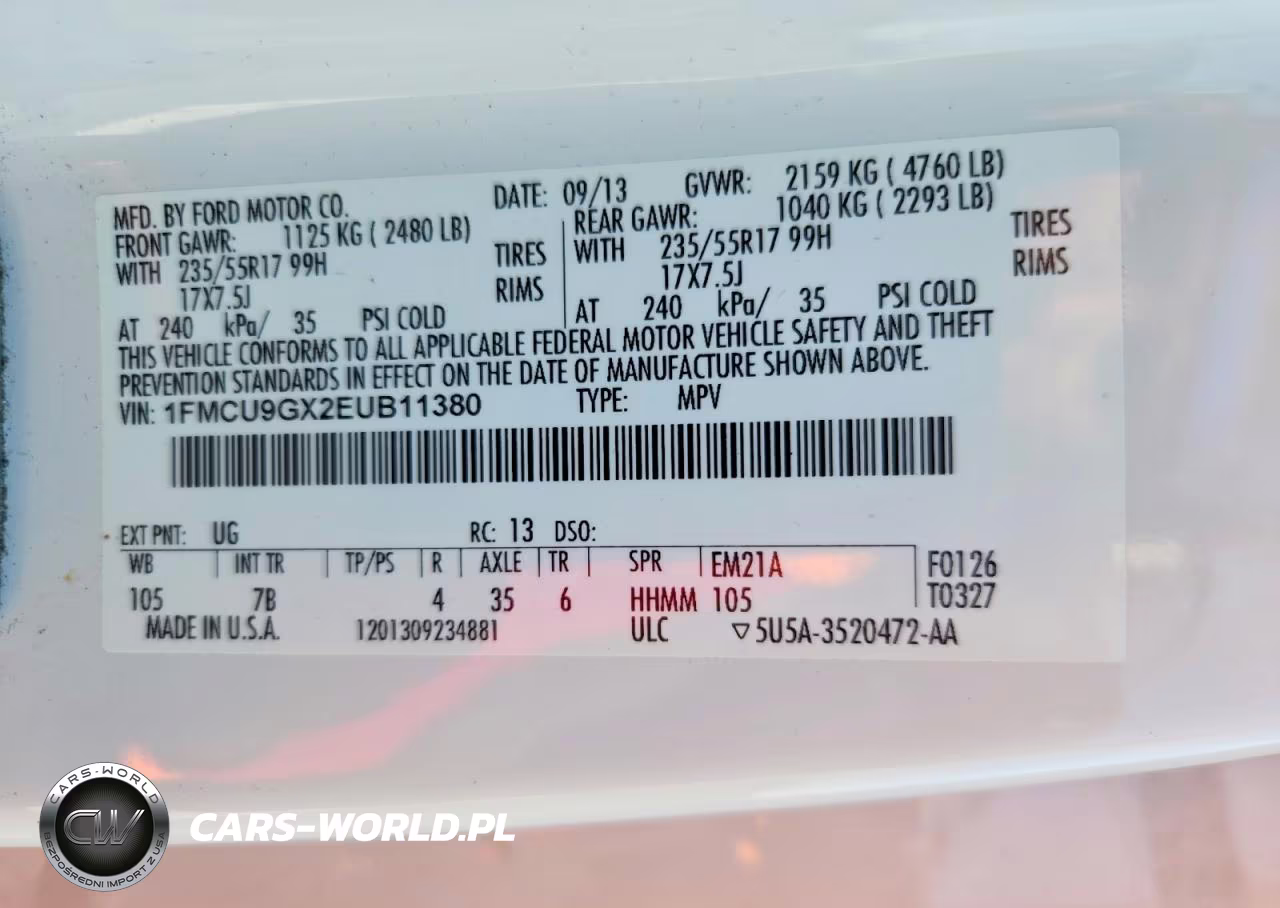 2014 Ford Escape Se VIN:1FMCU9GX2EUB11380 - 13