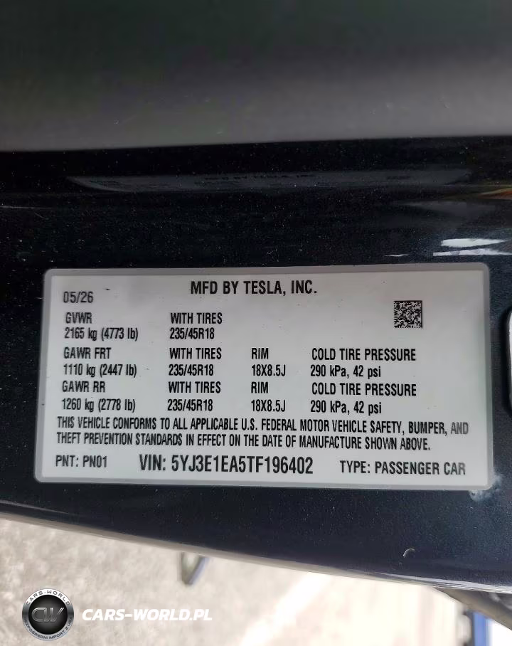 2026 Tesla Model 3 VIN:5YJ3E1EA5TF196402 - 12