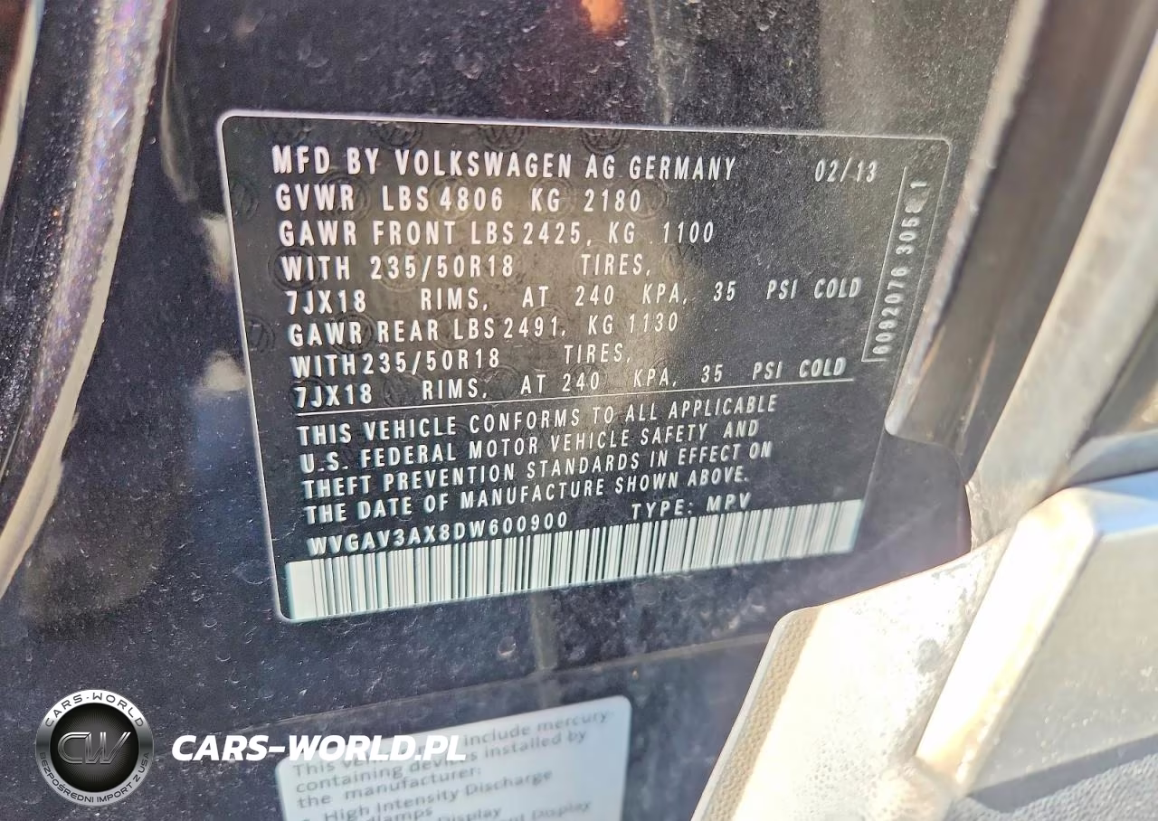 2013 Volkswagen Tiguan S VIN:WVGAV3AX8DW600900 - 13