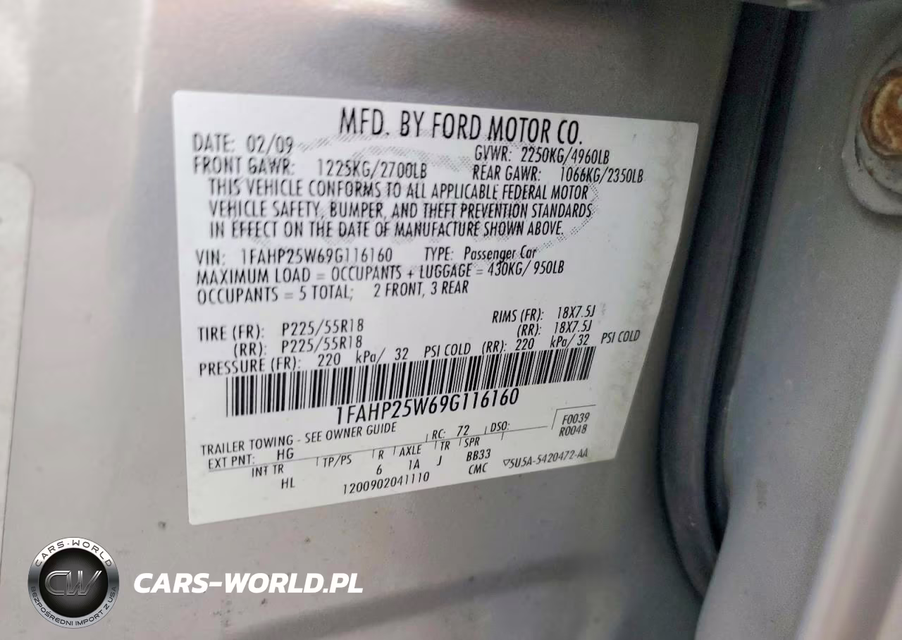 2009 Ford Taurus Limited VIN:1FAHP25W69G116160 - 12
