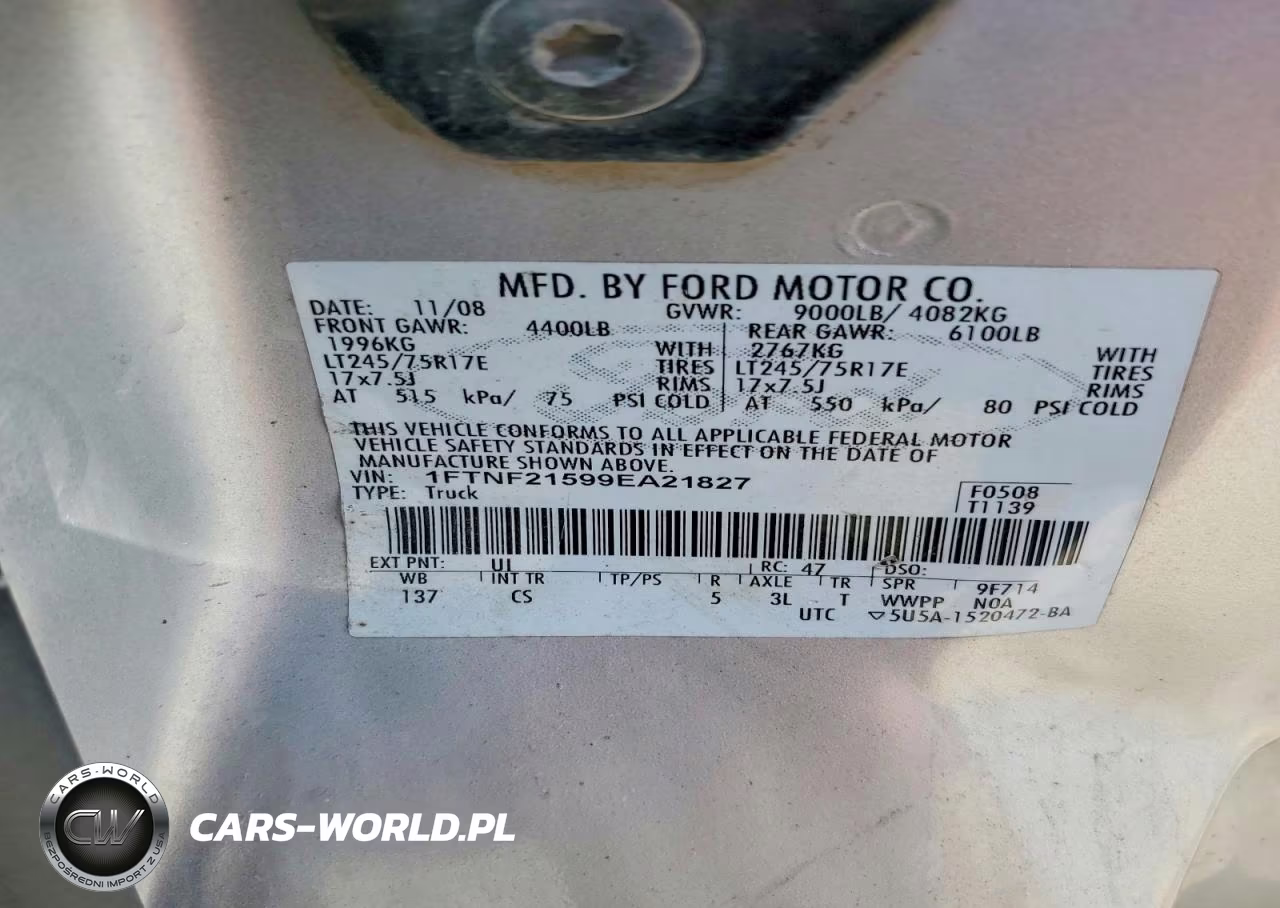2009 Ford F250 Super Duty VIN:1FTNF21599EA21827 - 12