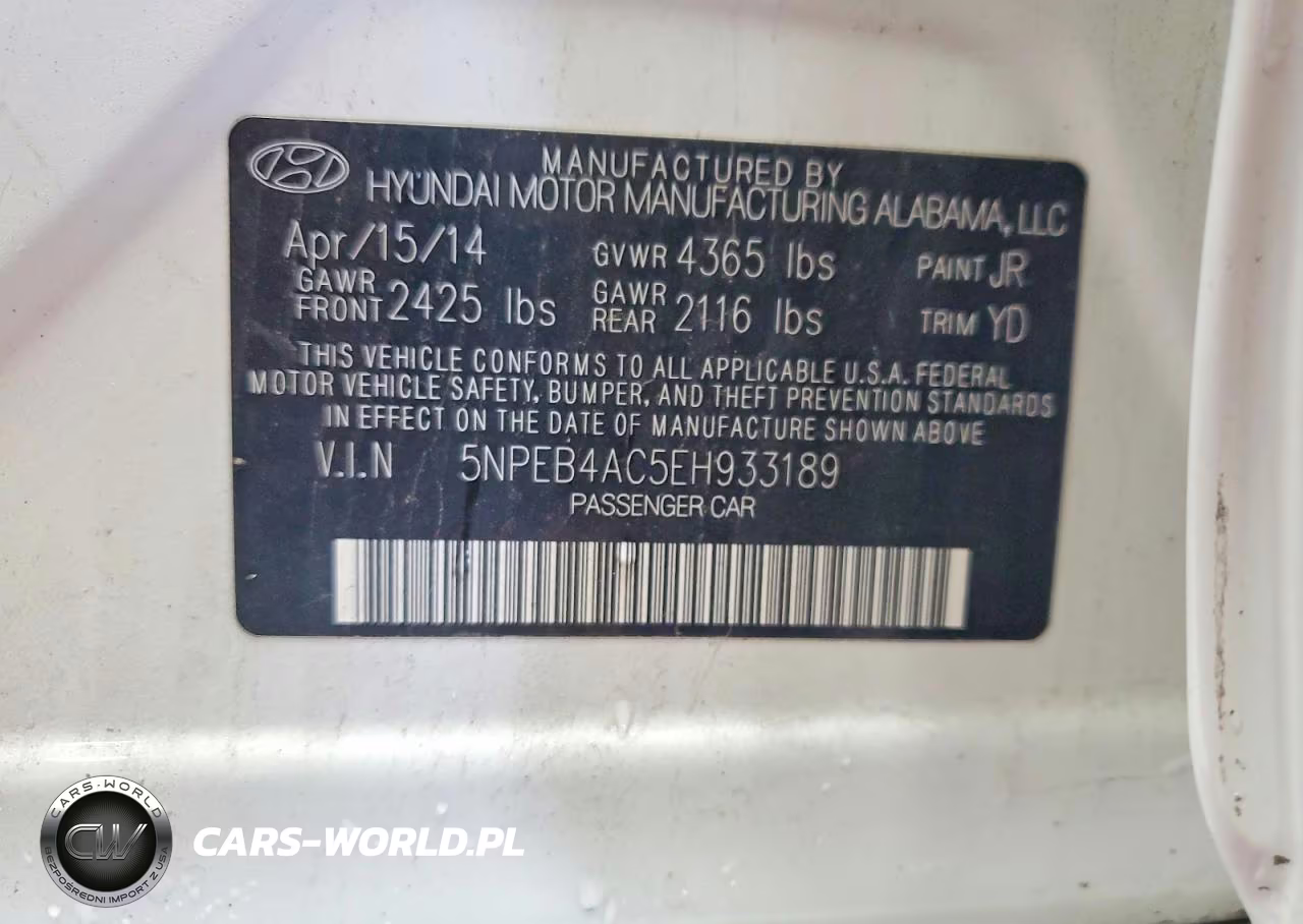 2014 Hyundai Sonata Gls VIN:5NPEB4AC5EH933189 - 12