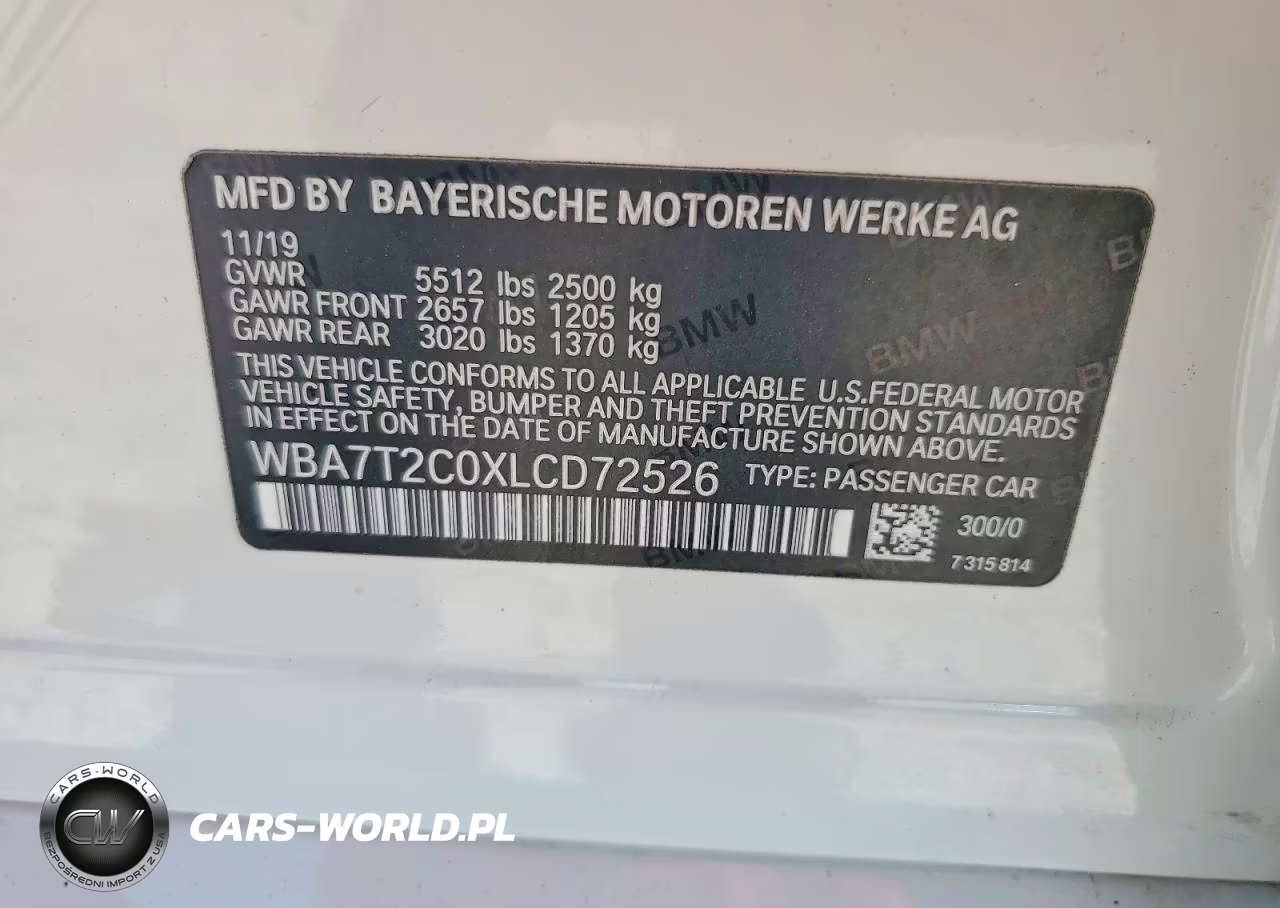 2020 BMW 740 I VIN:WBA7T2C0XLCD72526 - 12