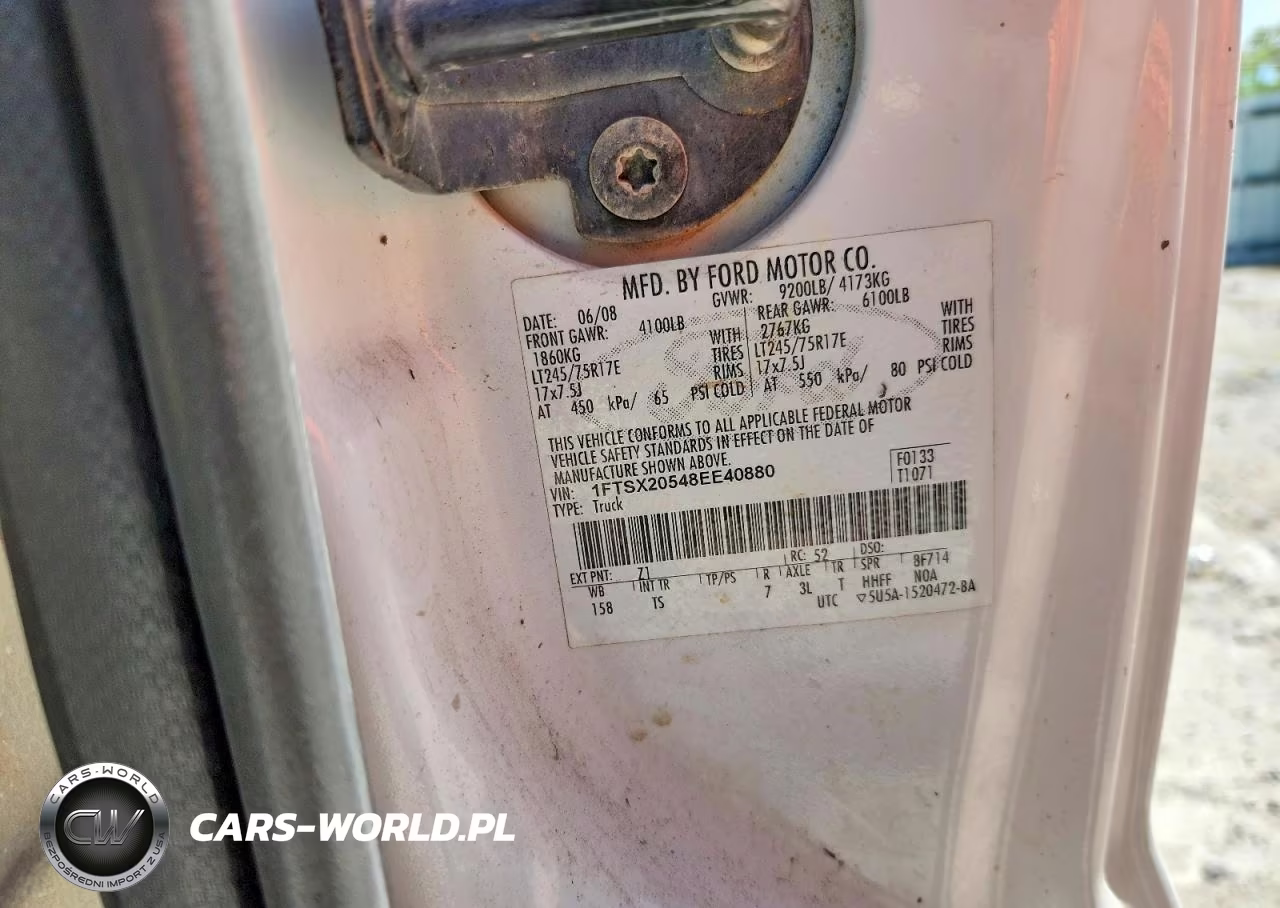 2008 Ford F250 Super Duty VIN:1FTSX20548EE40880 - 12