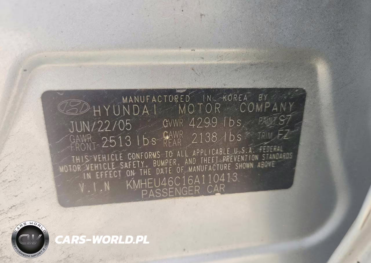 2006 Hyundai Sonata Gls VIN:KMHEU46C16A110413 - 12